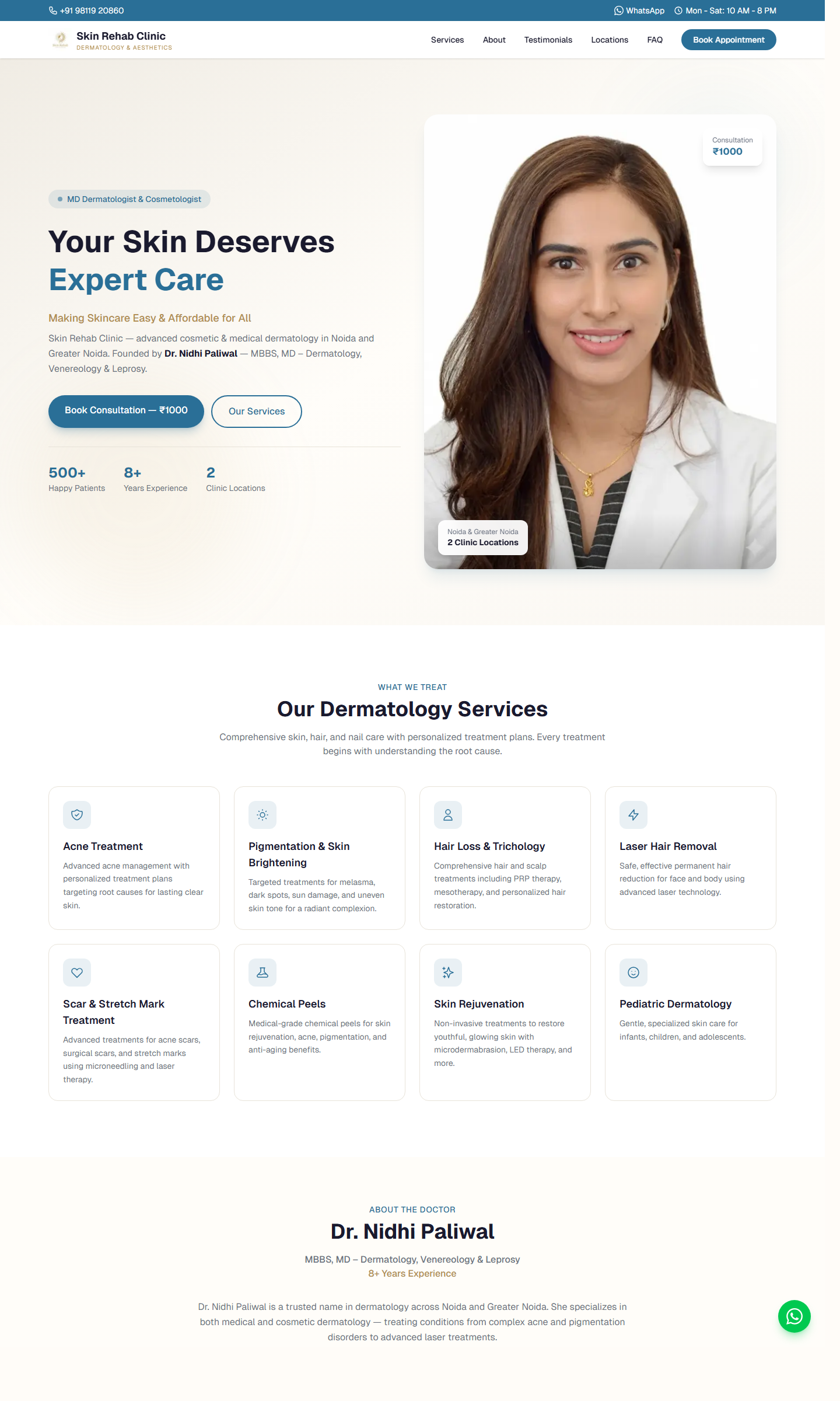 Skin Rehab Clinic — homepage built by Frisler Digital